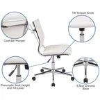 Chaise de bureau pivotante ergonomique Merrick Lane, dossier et assise côtelés, fauteuil de bureau sans accoudoirs à dossier mi-haut avec piètement en métal