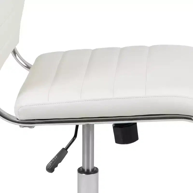 Chaise de bureau pivotante ergonomique Merrick Lane, dossier et assise côtelés, fauteuil de bureau sans accoudoirs à dossier mi-haut avec piètement en métal