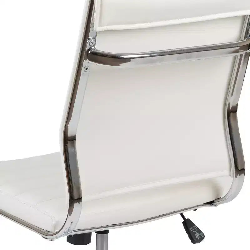 Chaise de bureau pivotante ergonomique Merrick Lane, dossier et assise côtelés, fauteuil de bureau sans accoudoirs à dossier mi-haut avec piètement en métal
