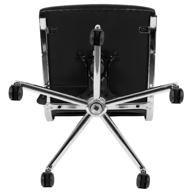 Chaise de bureau pivotante ergonomique Merrick Lane, dossier et assise côtelés, fauteuil de bureau sans accoudoirs à dossier mi-haut avec piètement en métal