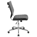 Chaise de bureau pivotante ergonomique Merrick Lane, dossier et assise côtelés, fauteuil de bureau sans accoudoirs à dossier mi-haut avec piètement en métal