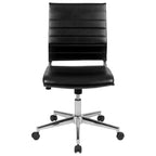 Chaise de bureau pivotante ergonomique Merrick Lane, dossier et assise côtelés, fauteuil de bureau sans accoudoirs à dossier mi-haut avec piètement en métal