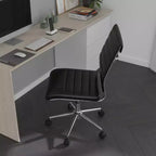 Chaise de bureau pivotante ergonomique Merrick Lane, dossier et assise côtelés, fauteuil de bureau sans accoudoirs à dossier mi-haut avec piètement en métal