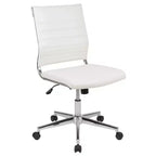 Chaise de bureau pivotante ergonomique Merrick Lane, dossier et assise côtelés, fauteuil de bureau sans accoudoirs à dossier mi-haut avec piètement en métal