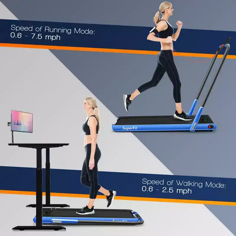 Tapis Roulant Pliable 2 en 1 Costway 2,25 CV avec Télécommande