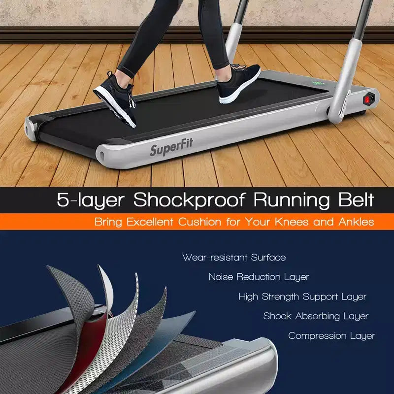 Tapis Roulant Pliable 2 en 1 Costway 2,25 CV avec Télécommande