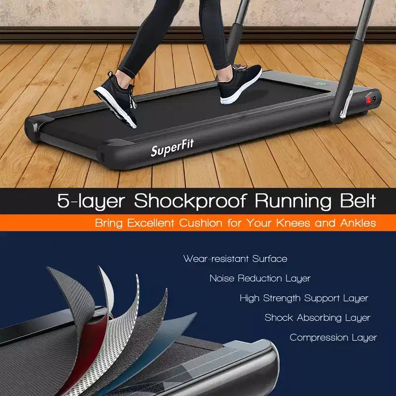 Tapis Roulant Pliable 2 en 1 Costway 2,25 CV avec Télécommande