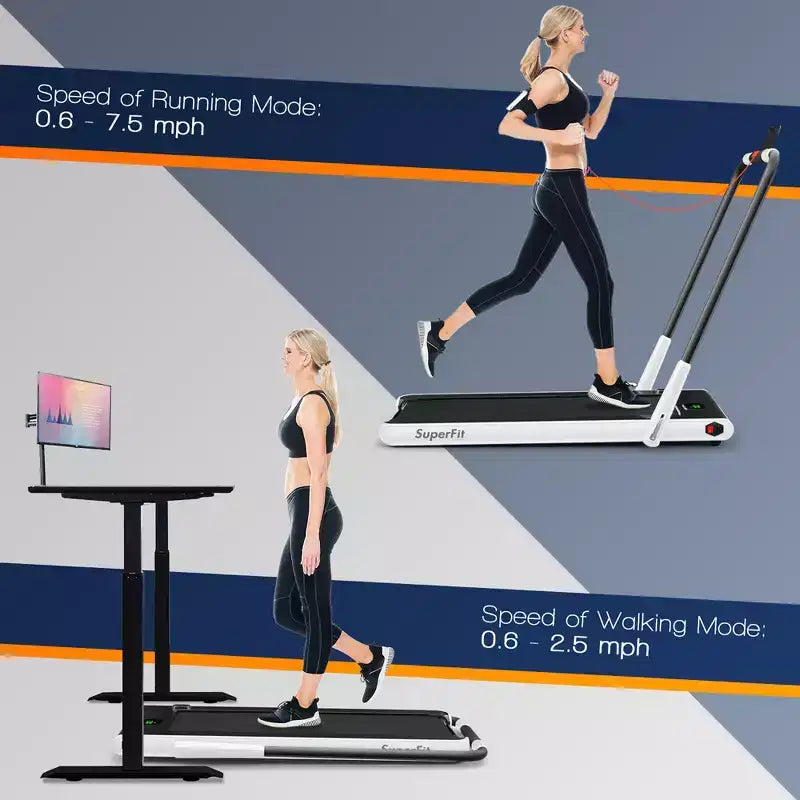 Tapis Roulant Pliable 2 en 1 Costway 2,25 CV avec Télécommande