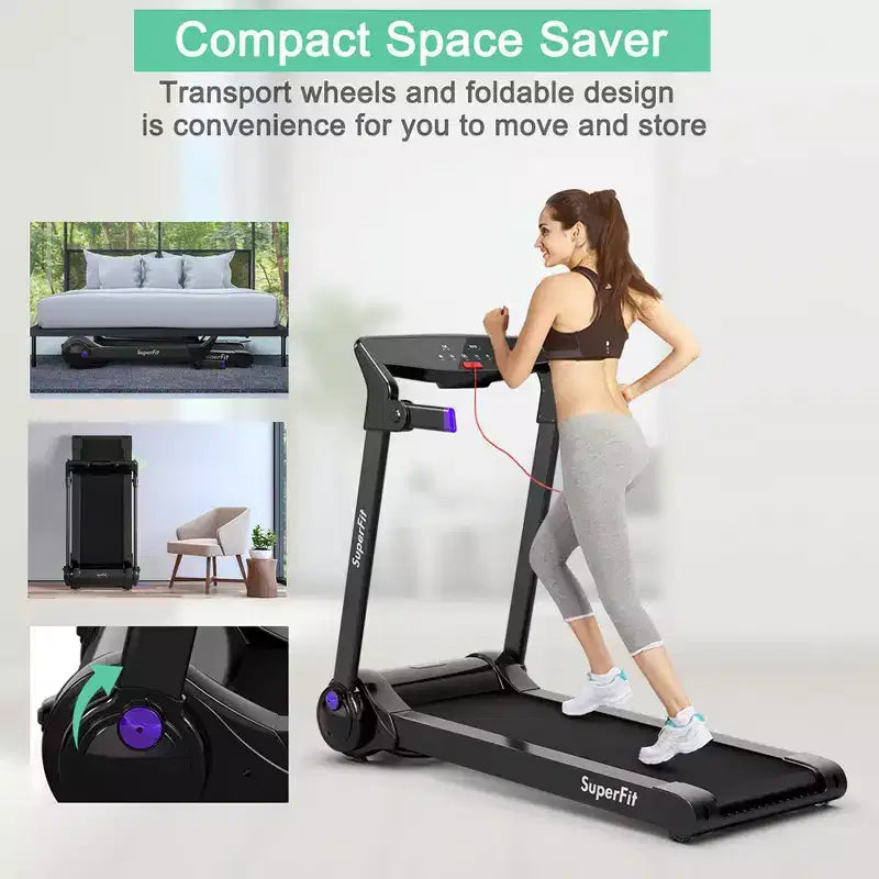Costway 3HP Folding Electric Treadmill Running Machine w/ Speaker Red\Blue\Silver\Purple