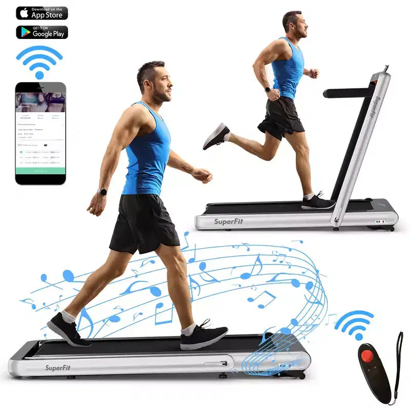 Costway Tapis de course pliable 2 en 1 4,75 CV avec application à distance