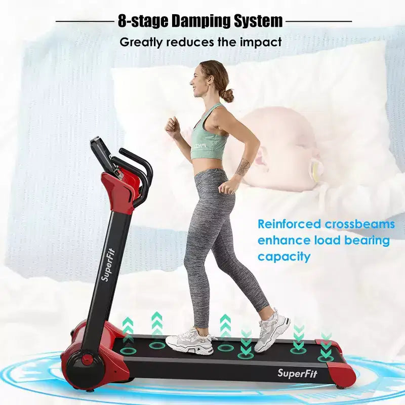 Tapis de course électrique pliable Costway 2,25 CV avec haut-parleur Blanc/Noir/Bleu