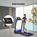 Tapis de course électrique pliable Costway 2,25 CV avec haut-parleur Blanc/Noir/Bleu