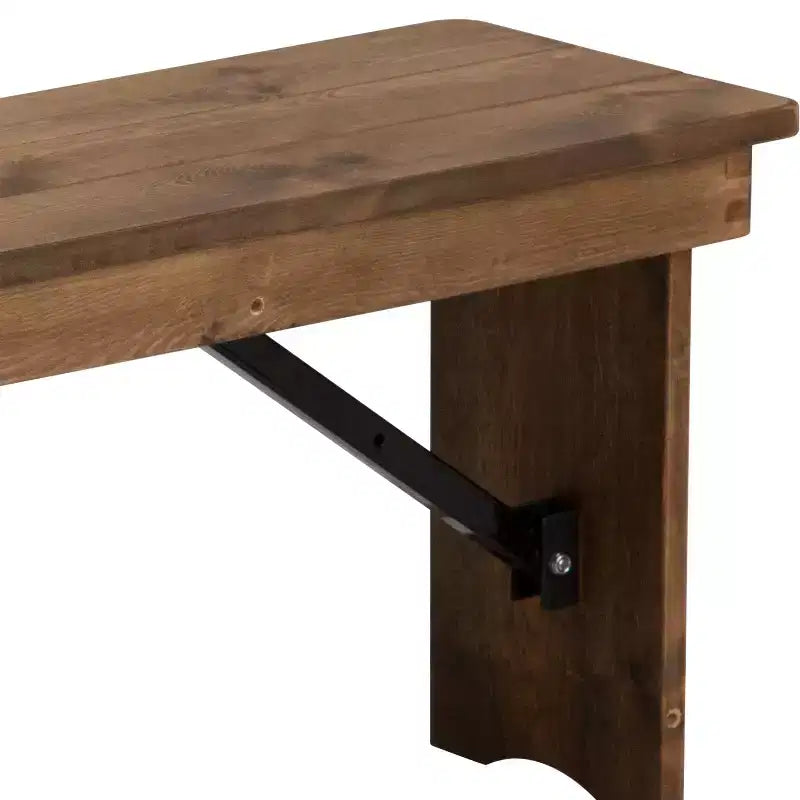 Banc de ferme pliant rustique en pin massif Emma et Oliver 40 x 12 - Banc portable