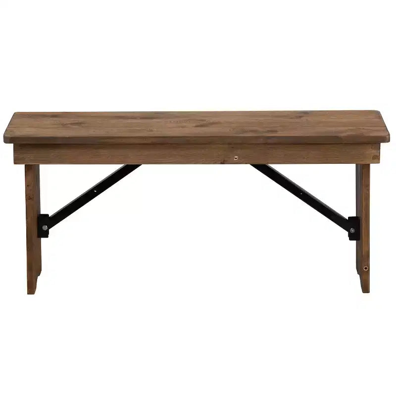 Banc de ferme pliant rustique en pin massif Emma et Oliver 40 x 12 - Banc portable