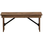 Banc de ferme pliant rustique en pin massif Emma et Oliver 40 x 12 - Banc portable