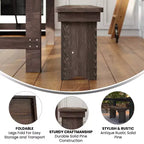 Banc de ferme pliant rustique en pin massif Emma et Oliver 40 x 12 - Banc portable