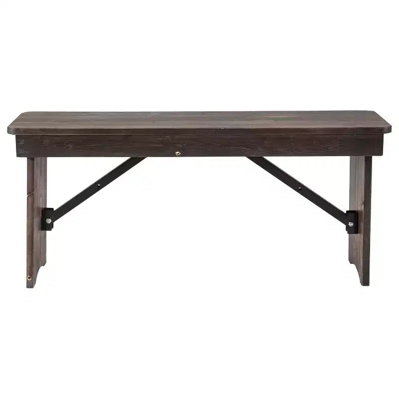 Banc de ferme pliant rustique en pin massif Emma et Oliver 40 x 12 - Banc portable