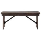 Banc de ferme pliant rustique en pin massif Emma et Oliver 40 x 12 - Banc portable