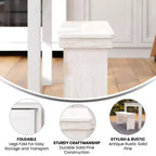 Banc de ferme pliant rustique en pin massif Emma et Oliver 40 x 12 - Banc portable