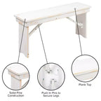 Banc de ferme pliant rustique en pin massif Emma et Oliver 40 x 12 - Banc portable