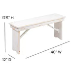 Banc de ferme pliant rustique en pin massif Emma et Oliver 40 x 12 - Banc portable