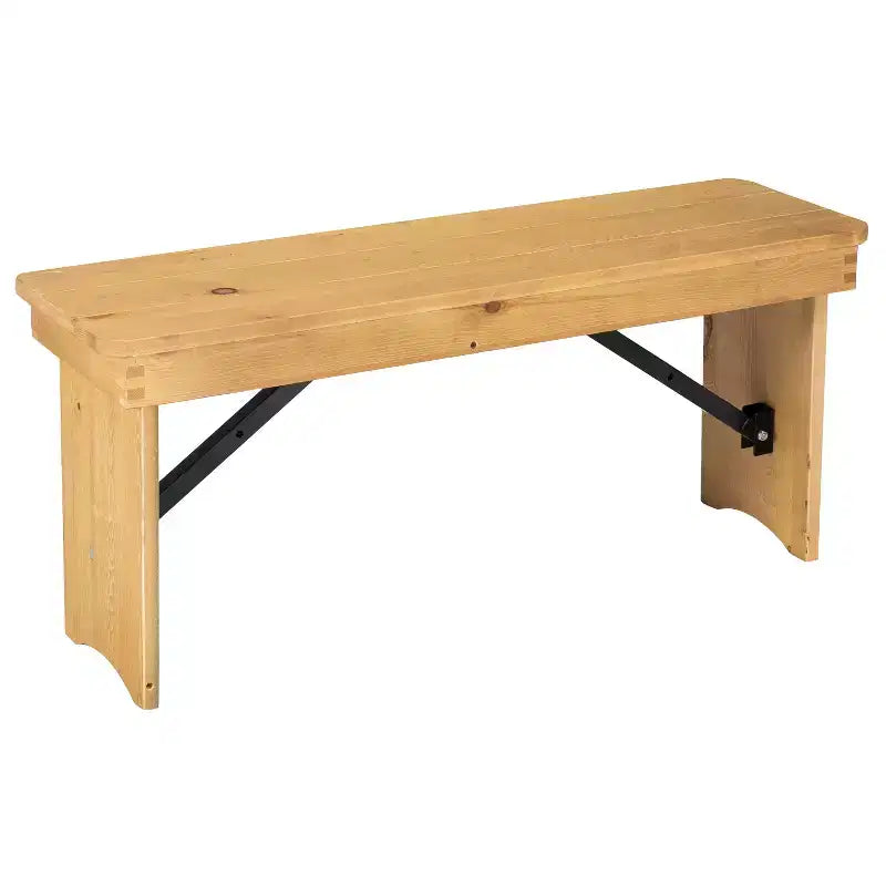 Banc de ferme pliant rustique en pin massif Emma et Oliver 40 x 12 - Banc portable