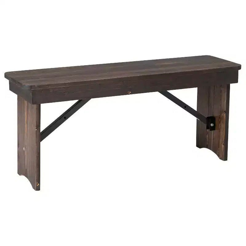 Banc de ferme pliant rustique en pin massif Emma et Oliver 40 x 12 - Banc portable
