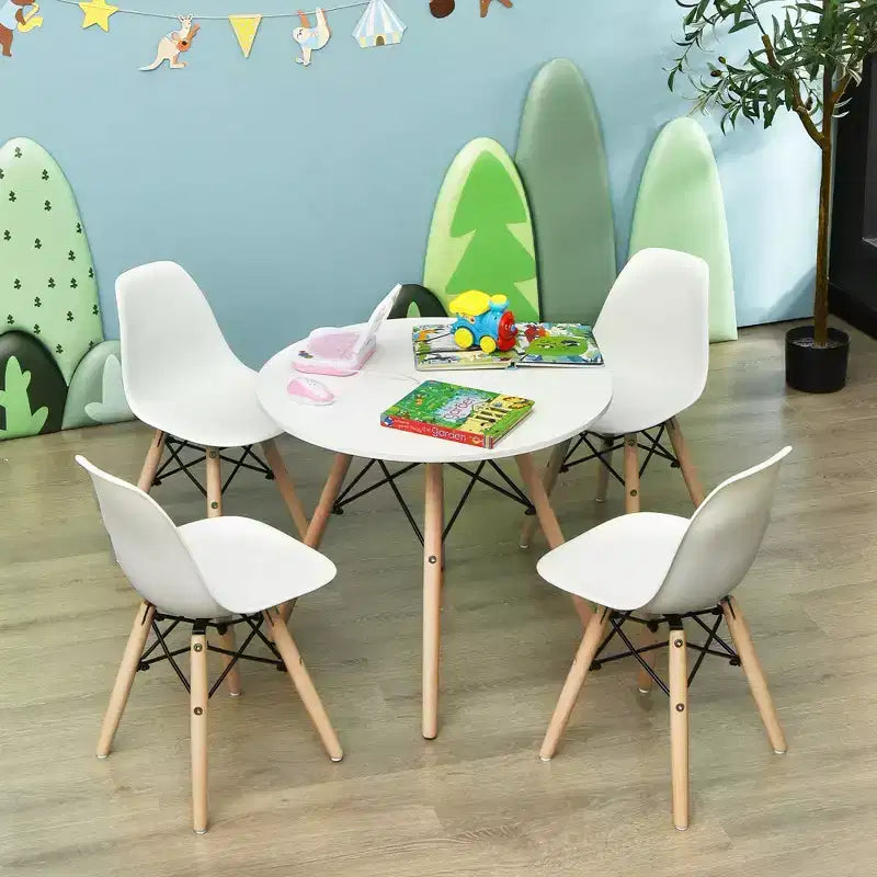 Costway – Ensemble de 4 chaises pour enfants, style moderne du milieu du siècle, chaises de salle à manger avec pieds en bois