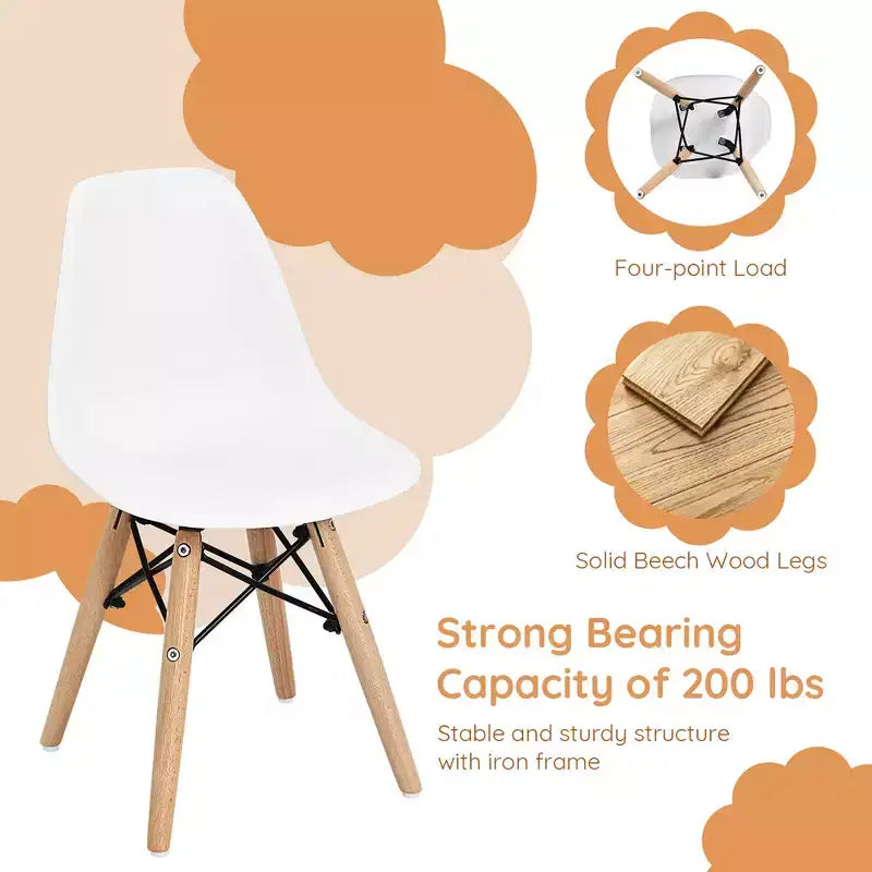 Costway – Ensemble de 4 chaises pour enfants, style moderne du milieu du siècle, chaises de salle à manger avec pieds en bois