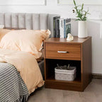 Costway Table de Chevet avec Tiroir de Rangement Meuble d'Appoint Moderne Noir/Marron