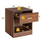 Costway Table de Chevet avec Tiroir de Rangement Meuble d'Appoint Moderne Noir/Marron