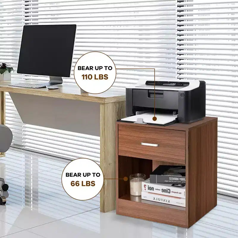 Costway Table de Chevet avec Tiroir de Rangement Meuble d'Appoint Moderne Noir/Marron
