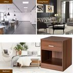 Costway Table de Chevet avec Tiroir de Rangement Meuble d'Appoint Moderne Noir/Marron