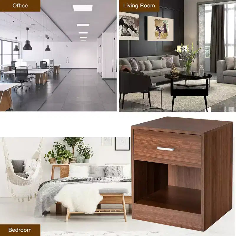Costway Table de Chevet avec Tiroir de Rangement Meuble d'Appoint Moderne Noir/Marron