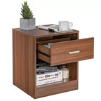 Costway Table de Chevet avec Tiroir de Rangement Meuble d'Appoint Moderne Noir/Marron