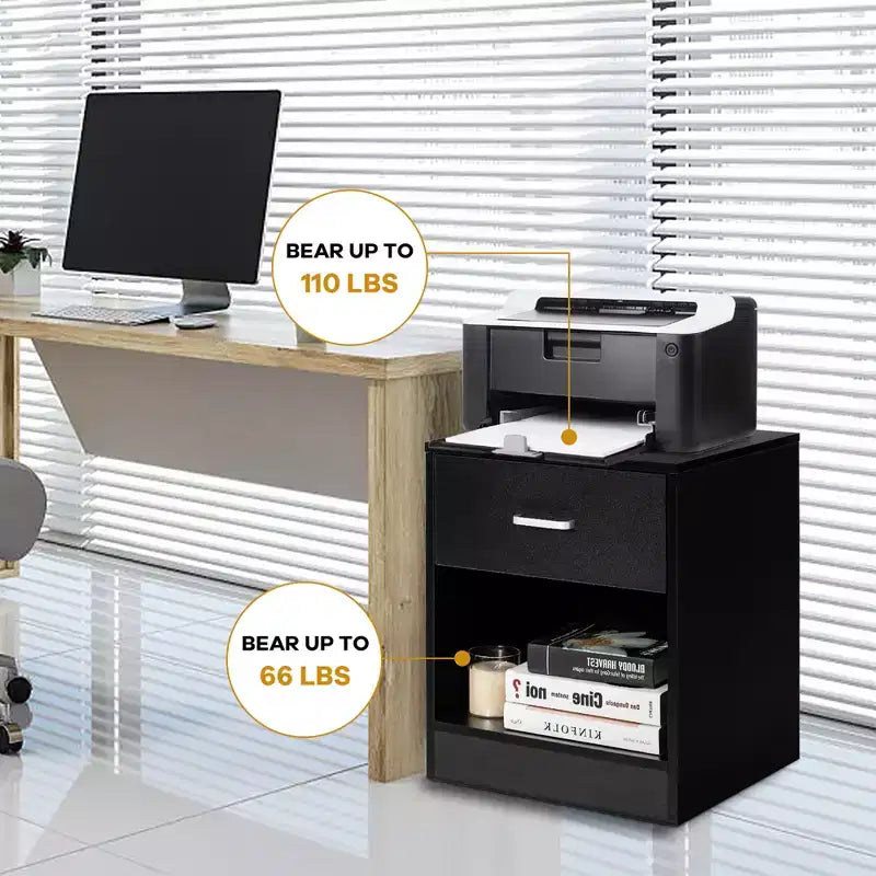 Costway Table de Chevet avec Tiroir de Rangement Meuble d'Appoint Moderne Noir/Marron