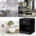 Costway Table de Chevet avec Tiroir de Rangement Meuble d'Appoint Moderne Noir/Marron