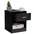 Costway Table de Chevet avec Tiroir de Rangement Meuble d'Appoint Moderne Noir/Marron