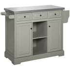 HOMCOM Rolling Kitchen Island on Wheels with Stainless Steel Top, Spice Rack & Drawers, Utility Portable Multi-Storage Cart on Wheels