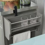 HOMCOM Desserte de cuisine roulante avec plateau en acier inoxydable, porte-épices et tiroirs, chariot de rangement portable multi-usage sur roulettes