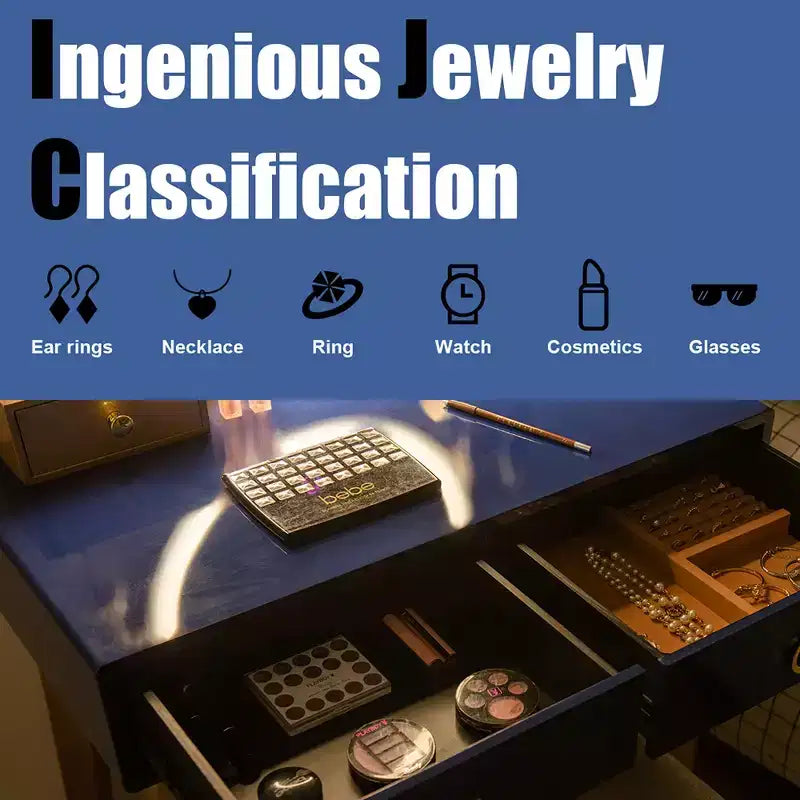 Coiffeuse de maquillage Costway avec écran tactile, 3 modes d'éclairage, ensemble de table de dressing Noir/Bleu marine/Blanc