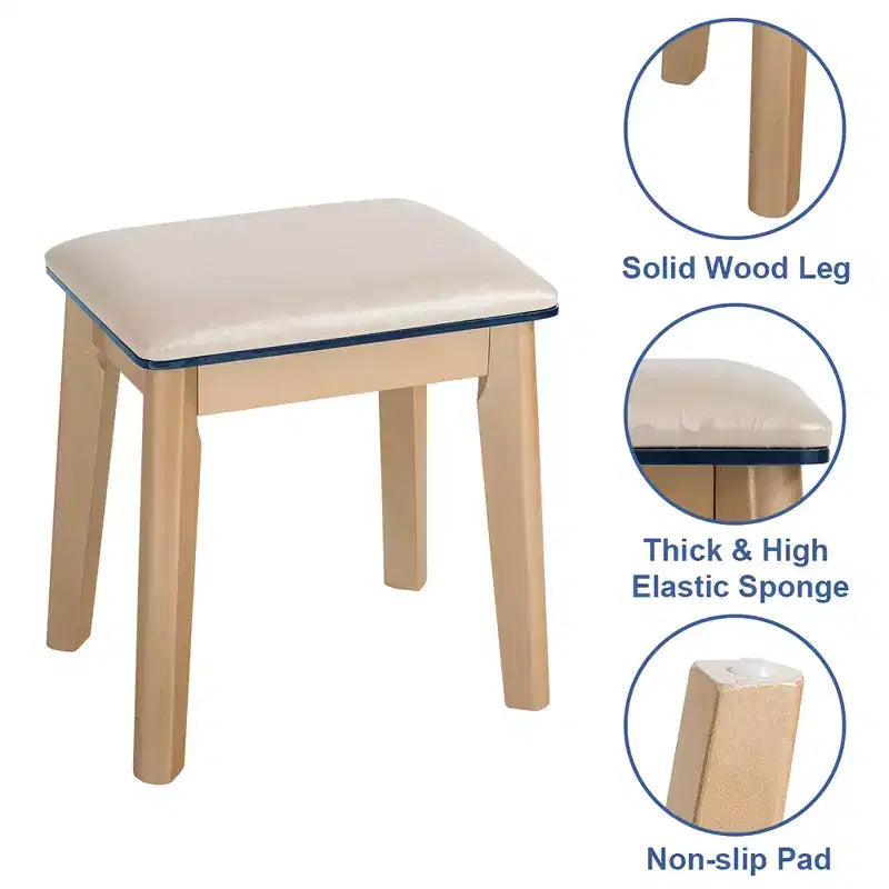 Coiffeuse de maquillage Costway avec écran tactile, 3 modes d'éclairage, ensemble de table de dressing Noir/Bleu marine/Blanc