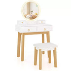 Coiffeuse de maquillage Costway avec écran tactile, 3 modes d'éclairage, ensemble de table de dressing Noir/Bleu marine/Blanc