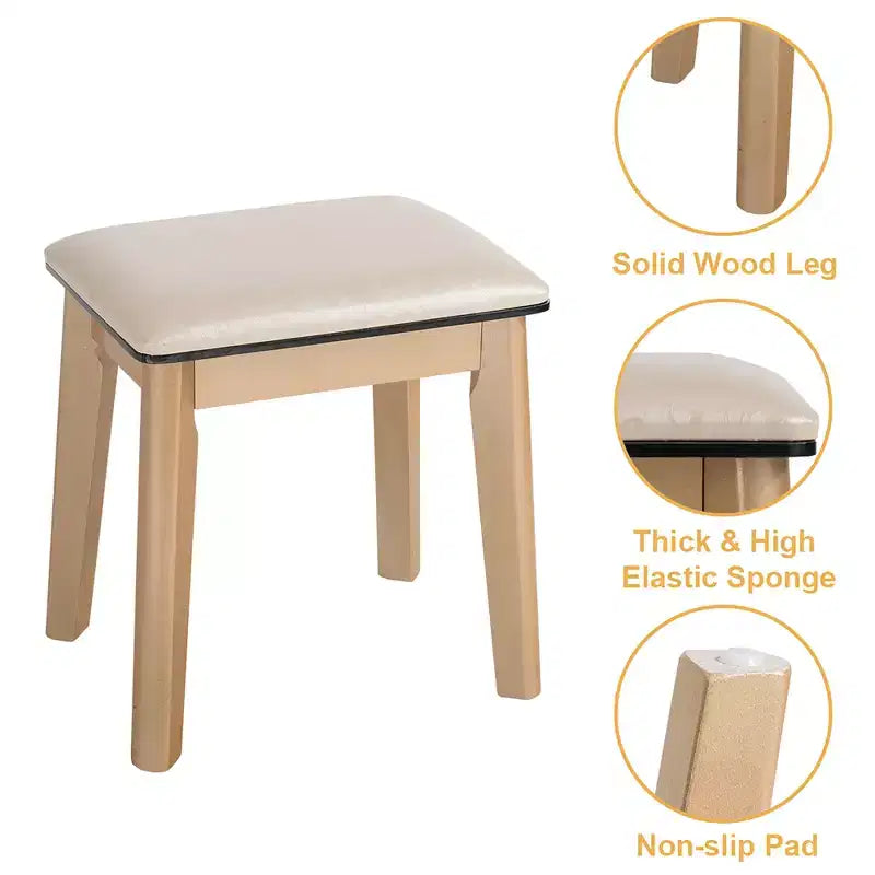 Coiffeuse de maquillage Costway avec écran tactile, 3 modes d'éclairage, ensemble de table de dressing Noir/Bleu marine/Blanc