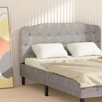 Costway Tête de lit Queen rembourrée avec boutons touffetés et tissu imitation lin
