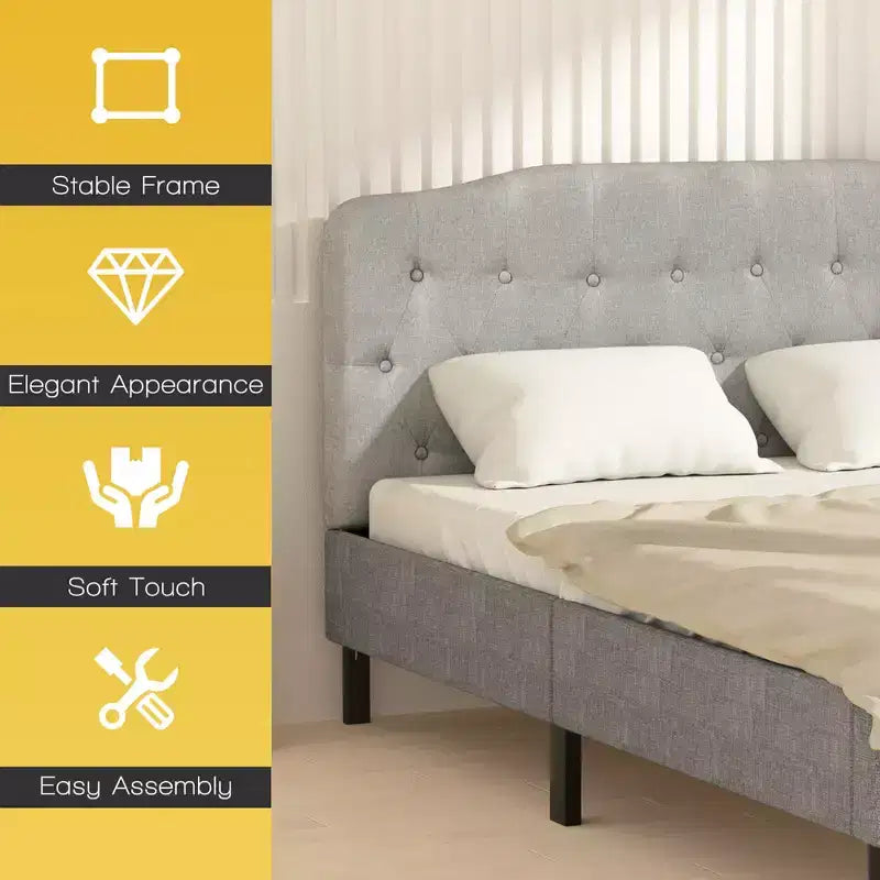 Costway Tête de lit Queen rembourrée avec boutons touffetés et tissu imitation lin