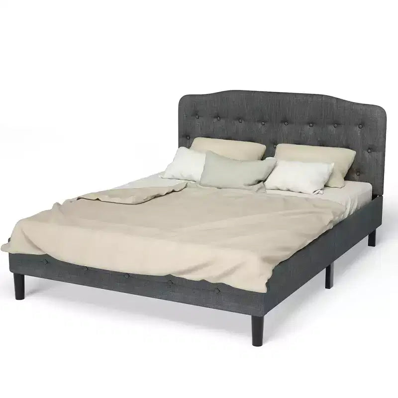Costway Tête de lit Queen rembourrée avec boutons touffetés et tissu imitation lin