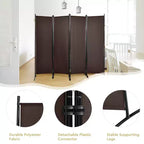 Séparateur de pièce pliant Costway 4 panneaux 1,7 m Écran d'intimité en tissu avec cadre en acier Blanc/Noir/Marron