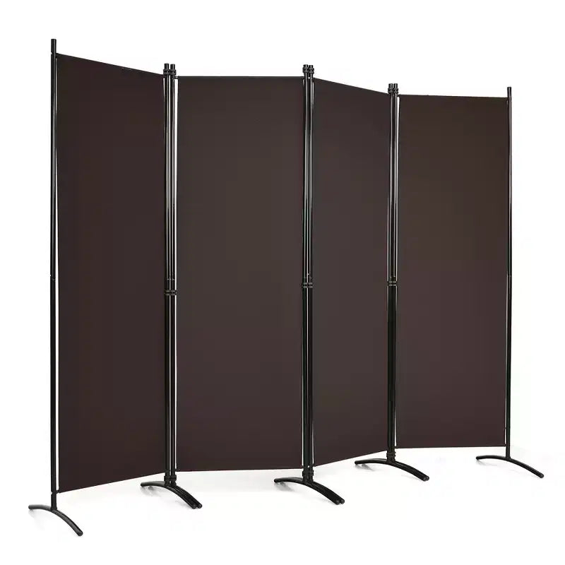 Séparateur de pièce pliant Costway 4 panneaux 1,7 m Écran d'intimité en tissu avec cadre en acier Blanc/Noir/Marron