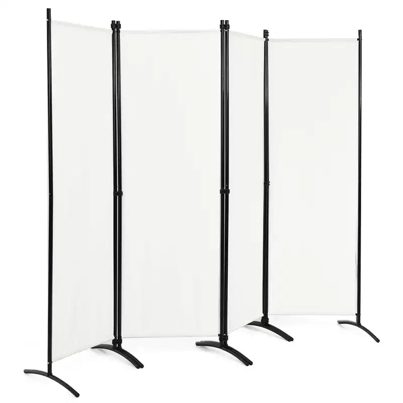 Séparateur de pièce pliant Costway 4 panneaux 1,7 m Écran d'intimité en tissu avec cadre en acier Blanc/Noir/Marron